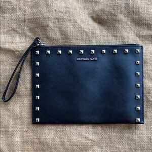 Michael Kors Black Studded Wristlet Wallet Bag
